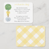 クラシックグリーンイエローボウが本の赤ちゃんシャワーをもたらす エンクロージャーカード (正面/裏面)