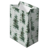 クラシックグリーンウォーター色パインツリー ミディアムペーパーバッグ (正面アングル)