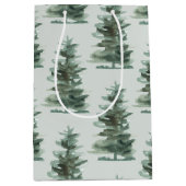 クラシックグリーンウォーター色パインツリー ミディアムペーパーバッグ (正面)