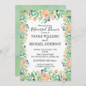 クラシックグリーンウォーター色牡丹リハーサルディナー 招待状 (正面/裏面)