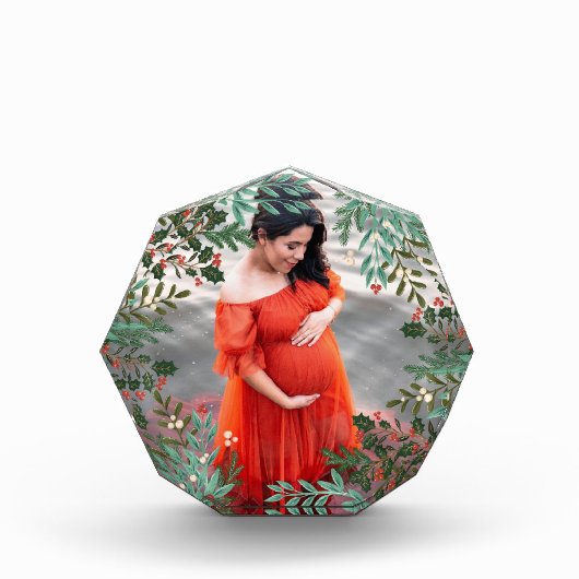 クラシックグリーンエンチャント植物性クリスマス フォトブロック (正面)