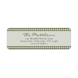 クラシックグリーンギンガムクリスマスファミリーリターン ラベル