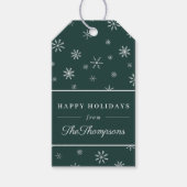 クラシックグリーンクリスマススノーフレークスハッピーホリデー ギフトタグ (正面)