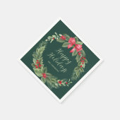 クラシックグリーンクリスマスリース名ナプキンス スタンダードカクテルナプキン (角)