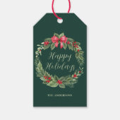 クラシックグリーンクリスマスリース ギフトタグ (正面)