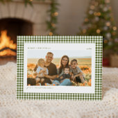 クラシックグリーンクリスマス家族の写真 シーズンポストカード