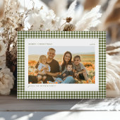 クラシックグリーンクリスマス家族の写真 シーズンポストカード
