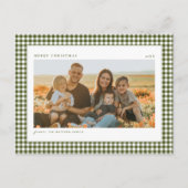 クラシックグリーンクリスマス家族の写真 シーズンポストカード (正面)