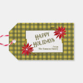 クラシックグリーンジンガムポインセティアハッピーホリデイズ ギフトタグ (裏面横)