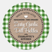 クラシックグリーンジンガム缶詰瓶ラベル ラウンドシール (正面)