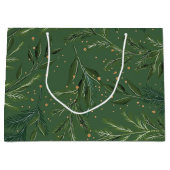 クラシックグリーンズパインリースクリスマスホリデー ラージペーパーバッグ (正面)