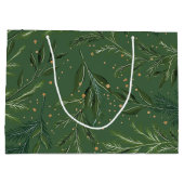 クラシックグリーンズパインリースクリスマスホリデー ラージペーパーバッグ (裏面)