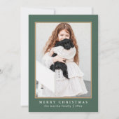 クラシックグリーンチェックメリークリスマスフォト シーズンカード (正面)