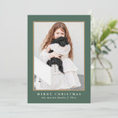 クラシックグリーンチェックメリークリスマスフォト シーズンカード (スタンド正面)