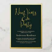 クラシックグリーンニューイヤーズイブパーティの招待状 箔招待状 (正面)
