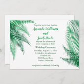 クラシックグリーンパーム葉結婚式招待状 招待状 (正面/裏面)