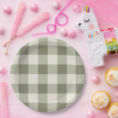 クラシックグリーンファームハウスギンガムスタイルナプキンズ ペーパープレート (パーティー)