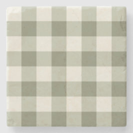 クラシックグリーンファームハウスギンガムスタイル ストーンコースター