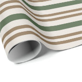 クラシックグリーンブラウンキャンディークリスマスストライプ ラッピングペーパー (ロールコーナー)