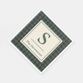 クラシックグリーンブラックバッファロータータンチェックプレイドモノグラム スタンダードランチョンナプキン (角)