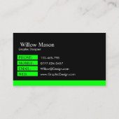 クラシックグリーンブラックプロフェッショナル – 名刺 (裏面)