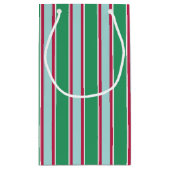 クラシックグリーンブルークリスマスストライプの抱き枕 スモールペーパーバッグ (裏面)