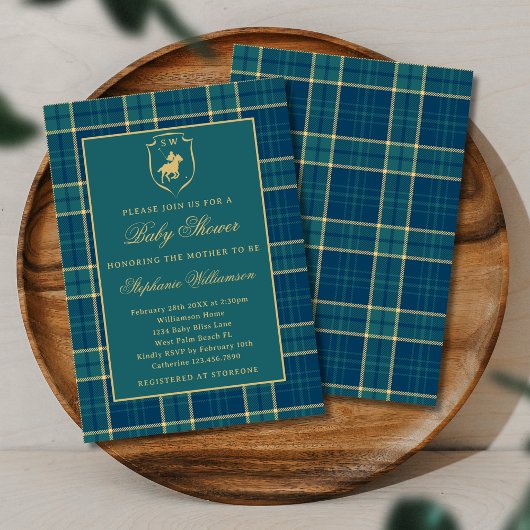 クラシックグリーンプライドPOLOエクエストランベビーシャワー 招待状