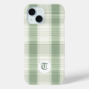 クラシックグリーンプレイドカスタマイズ可能な電話ケース iPhone 15ケース