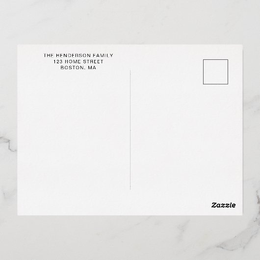 クラシックグリーンプレイドクリスマス金ゴールド 箔シーズンポストカード (裏面)