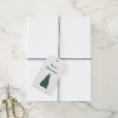 クラシックグリーンホリデーメッセージパインツリーギフトラベル ギフトタグ (より糸付き)