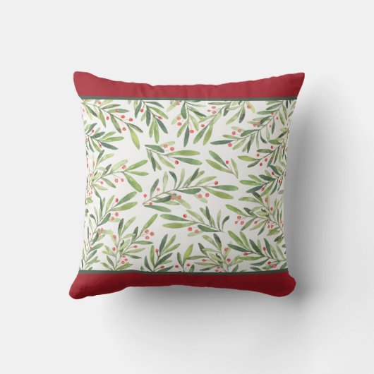 クラシックグリーンホリーとベリーメリークリスマス クッション (裏面)