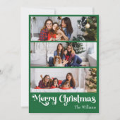 クラシックグリーンメリークリスマス垂直6写真 シーズンカード (正面)