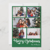クラシックグリーンメリークリスマス垂直8写真 シーズンカード (正面)