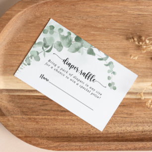 クラシックグリーンユーカリおむつラッフルチケット エンクロージャーカード