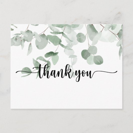 クラシックグリーンユーカリプトゥス葉ありがとう ポストカード (正面)