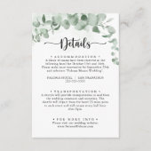クラシックグリーンユーカリ結婚プス葉の詳細 エンクロージャーカード (正面)