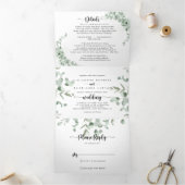 クラシックグリーンユーカリ結婚プス 三つ折り招待状 (内部)
