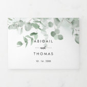 クラシックグリーンユーカリ結婚プス 三つ折り招待状 (カバー)