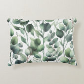 クラシックグリーンユーカリ離れスオンホワイト アクセントクッション (正面)