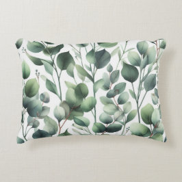 クラシックグリーンユーカリ離れスオンホワイト アクセントクッション