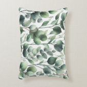 クラシックグリーンユーカリ離れスオンホワイト アクセントクッション (正面(垂直))