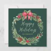 クラシックグリーンリースクリスマス シーズンカード (正面)