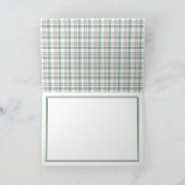 クラシックグリーンレッドブルーホワイトプレイドパターンホリデー カード (内部)