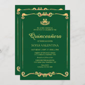 クラシックグリーン金ゴールドキンセアニェラ 招待状 (正面/裏面)