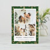 クラシックグリーン金ゴールドフォトコラージクリスマス シーズンカード (スタンド正面)