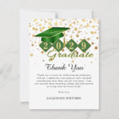 クラシックグリーン金ゴールド卒業写真 サンキューカード (正面)