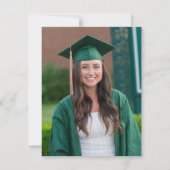 クラシックグリーン金ゴールド卒業写真 サンキューカード (裏面)