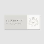 クラシックグレイエレガントモノグラムフローラクラウン 名札 (正面)