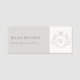 クラシックグレイエレガントモノグラムフローラクラウン 名札