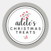 クラシックグレイクリスマストリッパーソナライズされたト ラウンドシール (正面)